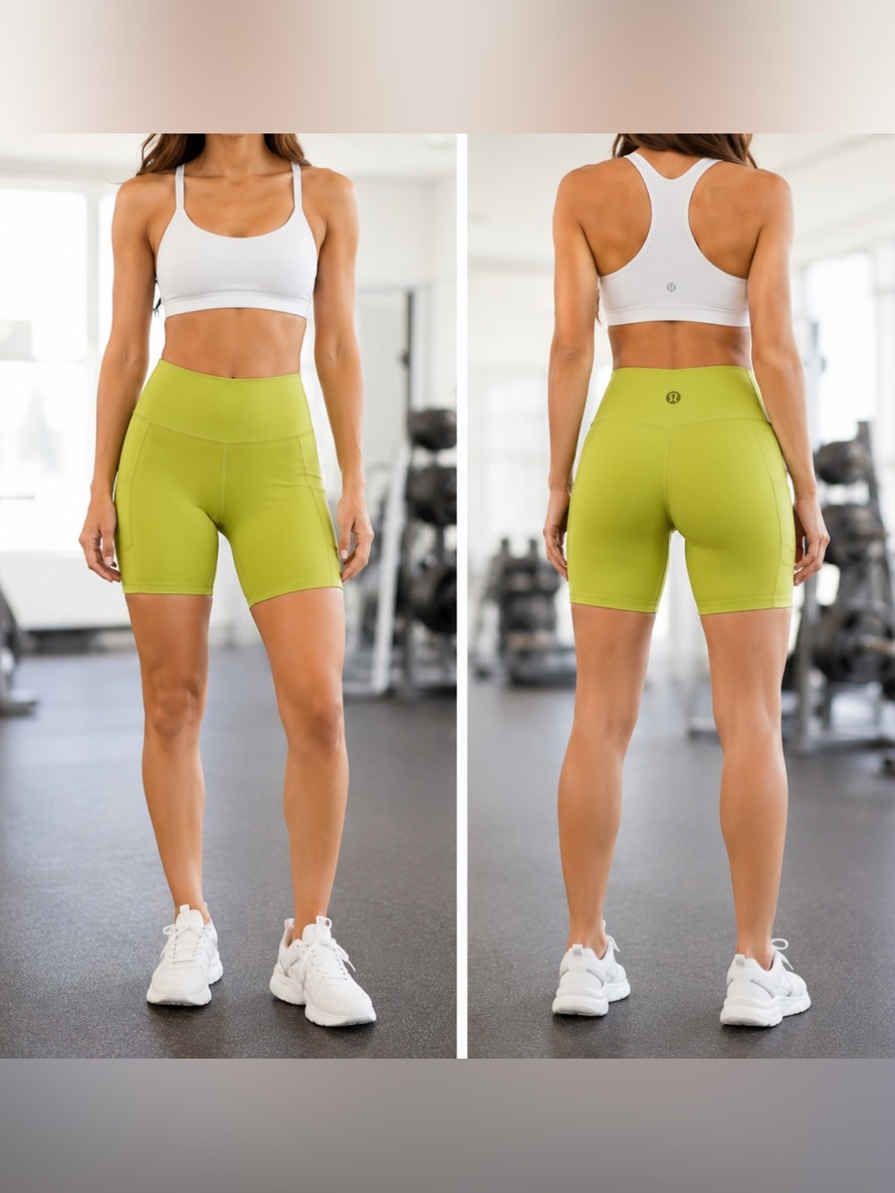 Lululemon Shorts Womens Green High Rise Biker 6 inch Yoga Athletic Gym